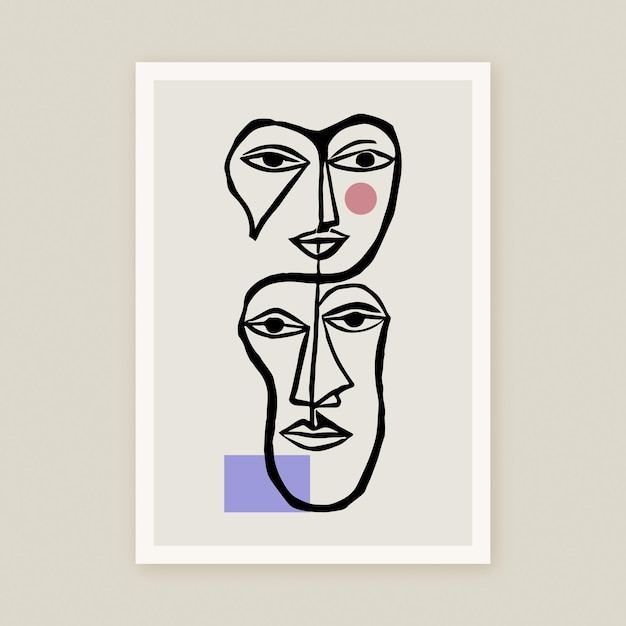 Line Art Minimalist Face Modern Gallery Poster