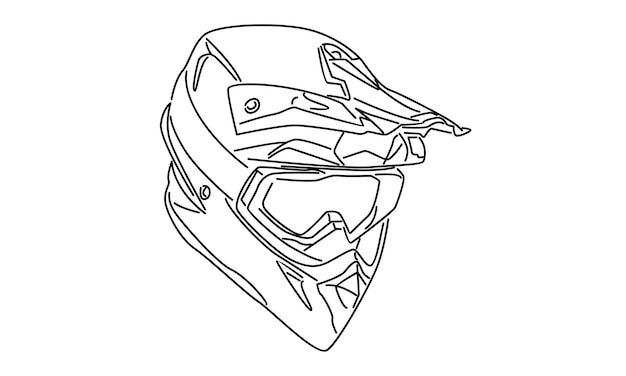 Vector line art of motorcycle helmet