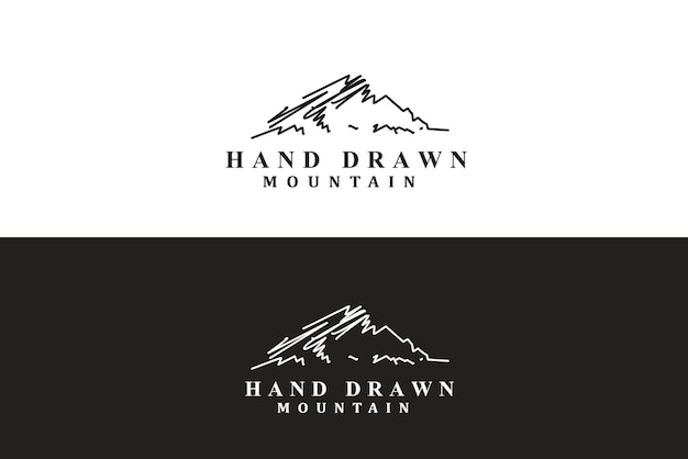 Vettore line art mountain logo design