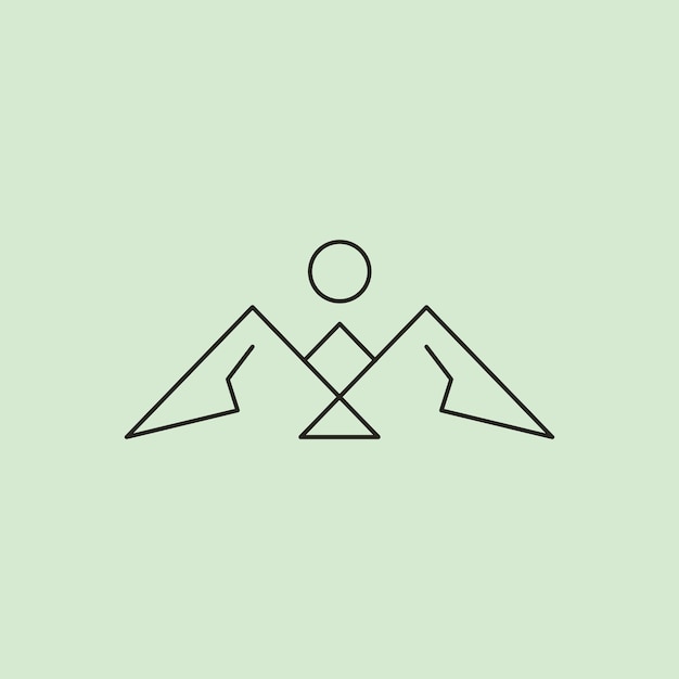 Line art mountain minimalist vector logo designimple sun logo design
