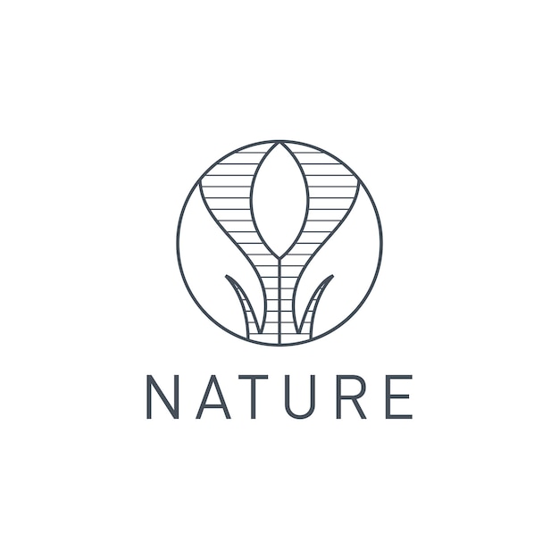 Line art nature vintage logo design