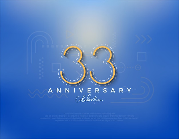 Дизайн линейного арт-номера для празднования 33-й годовщины Премиум вектор для поздравления с празднованием баннера плаката