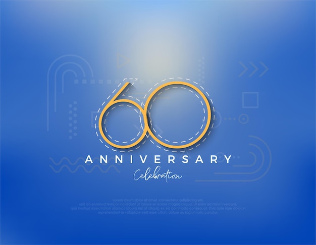 Дизайн линейного арт-номера для празднования 60-летия Premium векторы