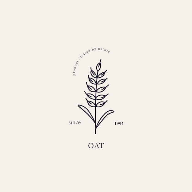 Vector line art oat branch logo