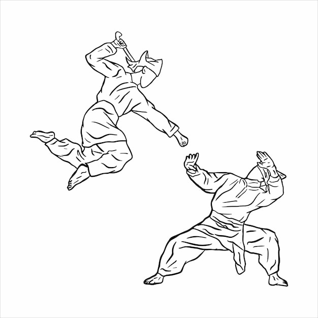 line art pencak silat fighter action pose