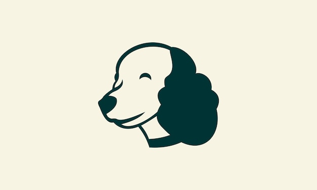 Line art poodle logo design