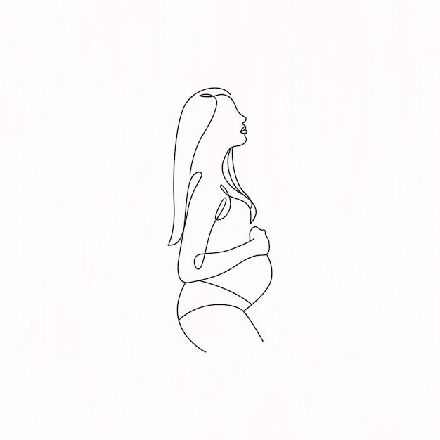 Line art of pregnant mother for happy mothers day