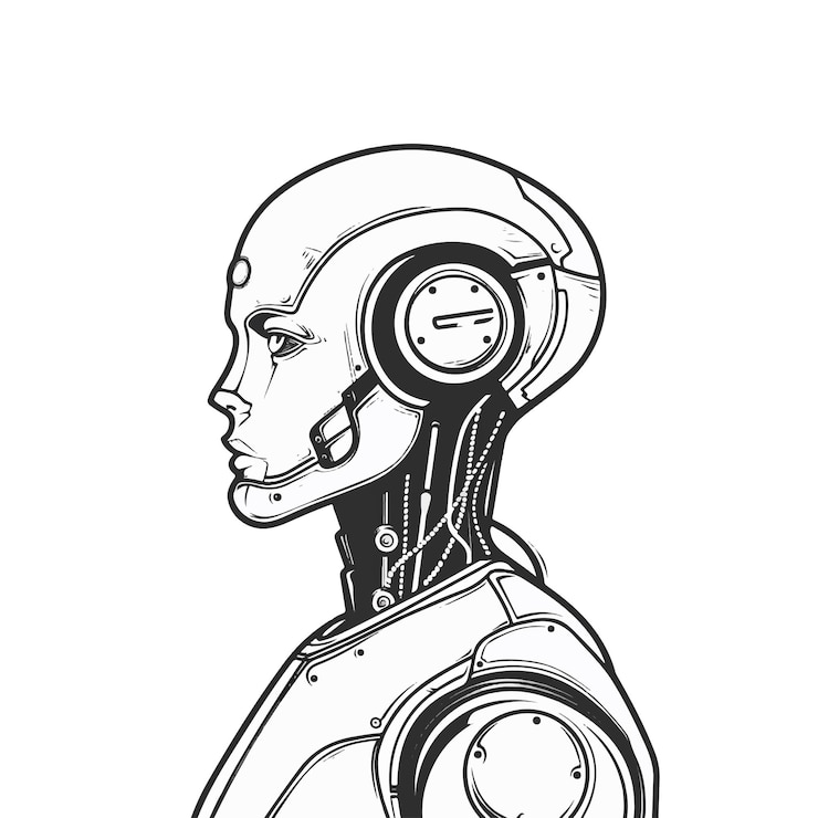 Vector line art robot vector