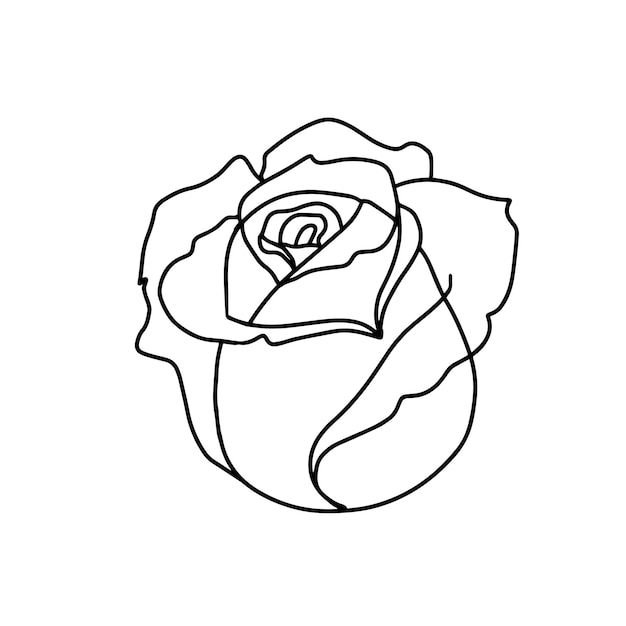 Line art di rosa nero isolato su bianco