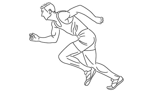 line art of runner vector illustration