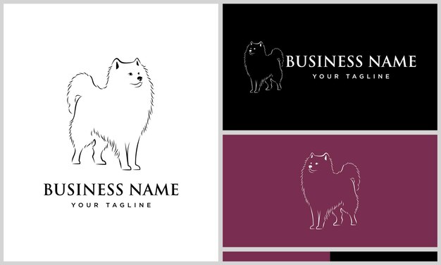 Line art Samoyed logo template