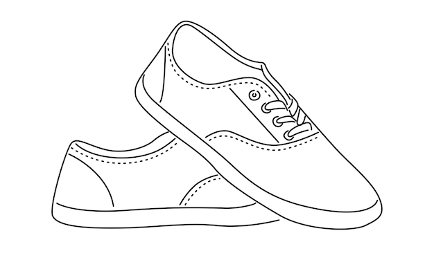 Linea arte di un'illustrazione vettoriale di scarpe