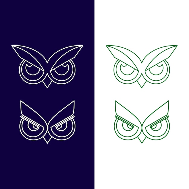 Vector line art simple head owl