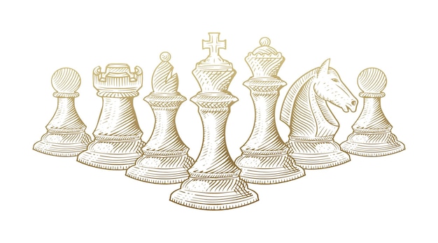 Continuous line drawing Chess pieces king Vector Stock Vector, pieces of  chess drawing