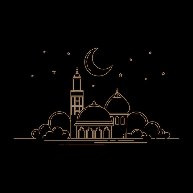 Line art style mosque design