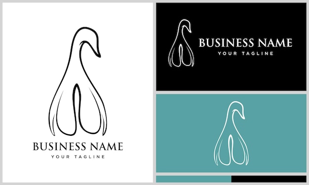 Line art swan logo template