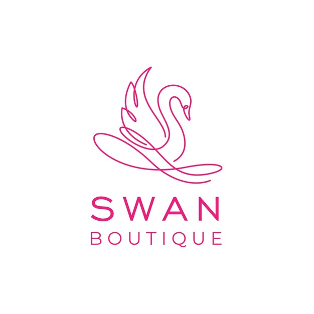 Vector line art swan logo vector