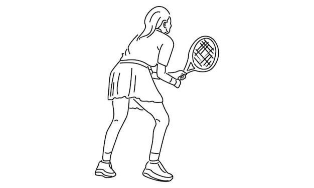 line art of tennis player vector illustration