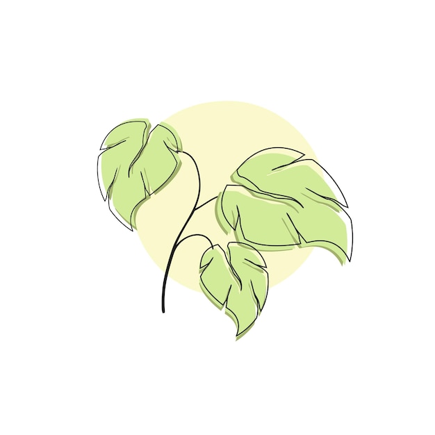 Line art tropical leaf illustration