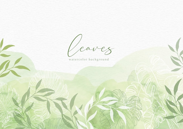 Vector line art tropical leaves  