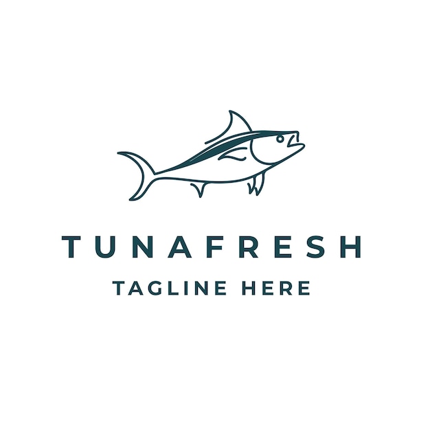 Line art Tuna Fish Logo Design Vector