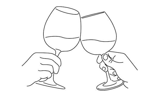 line art of two Glasses of wine