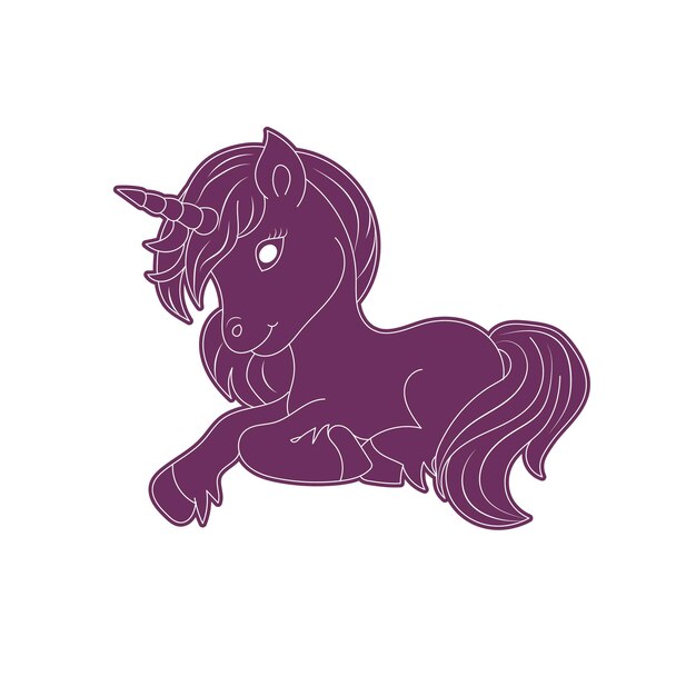 Line art unicorn kids illustration for  Children coloring book