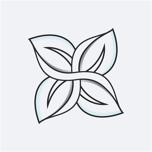 Line art unique leaf logo template