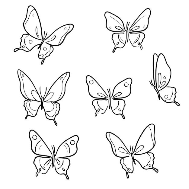 Line art vector butterfly illustrations