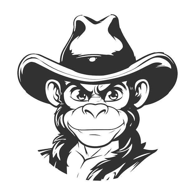 line art vector cowboy monkey