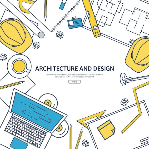 Line art vector illustratie engineering en architectuur tekening bouw architectonisch project