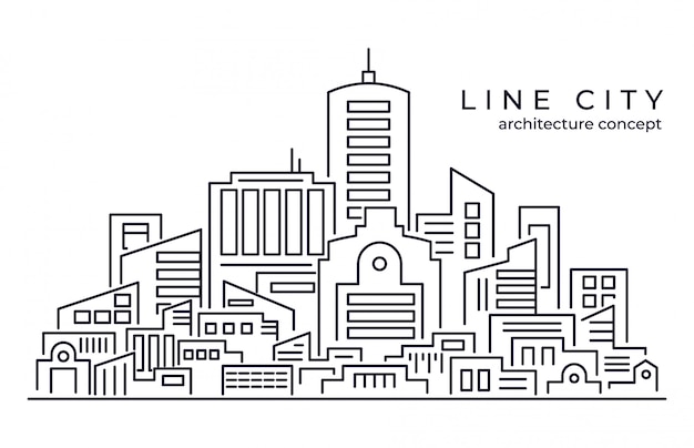 Line art vector illustration of big city background