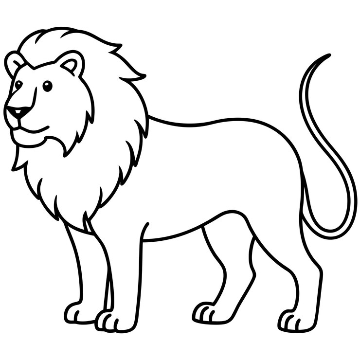 Vector line art vector illustration of carnivores lion