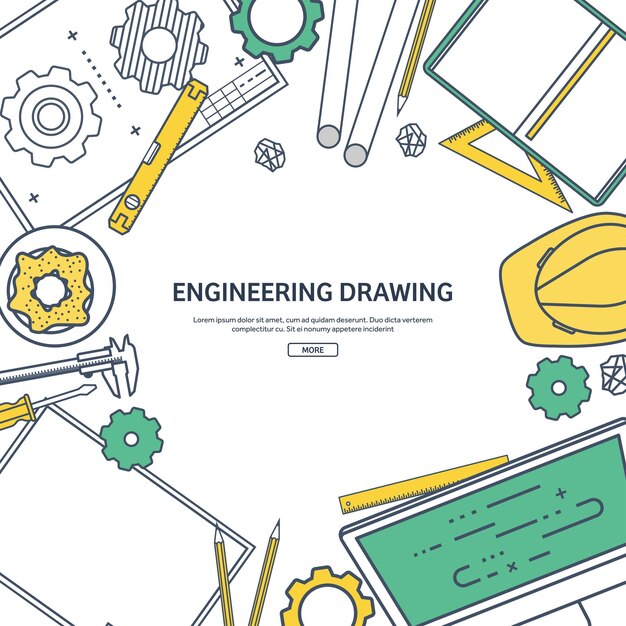 Vettore line art vector illustration engineering and architecture drawing costruzione progetto architettonico.