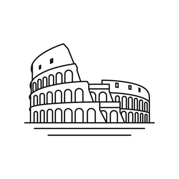 Vettore line art logo vettoriale della città di roma, italia. illustrazione vettoriale del design del logo del colosseo