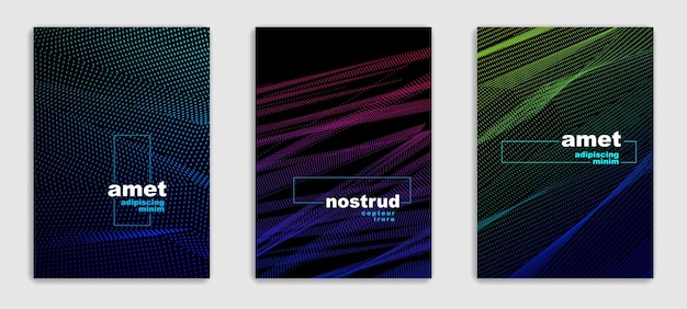 Line art vector minimalistic modern brochures set design, cover templates, geometric halftone gradient. For Banners, Placards, Posters, Flyers. Perfect and unlike, pattern texture.