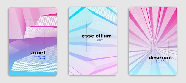 Line art vector minimalista moderno opuscoli set design, modelli di copertina, gradiente di mezzitoni geometrici. per striscioni, cartelloni, poster, volantini. perfetta e diversa dalla trama del motivo.