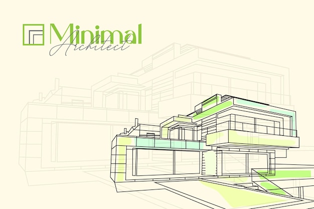 Line art Ventage Illustratie architectuur achtergrondontwerp