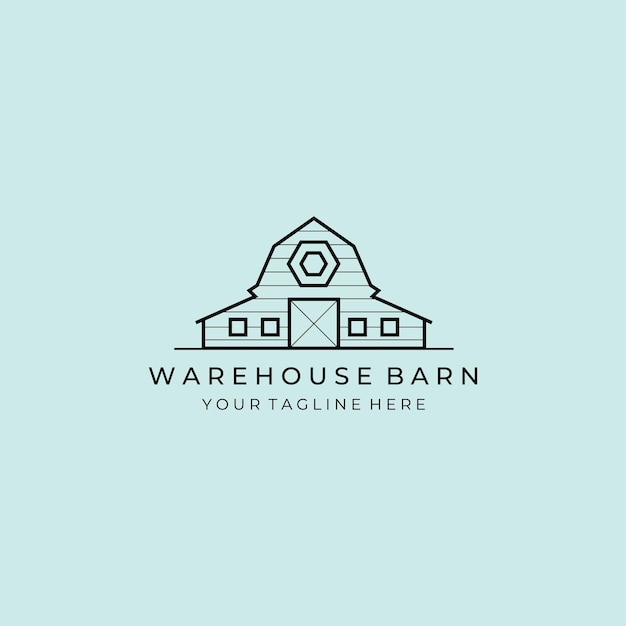 Line art ware house barn logo minimalist vector design