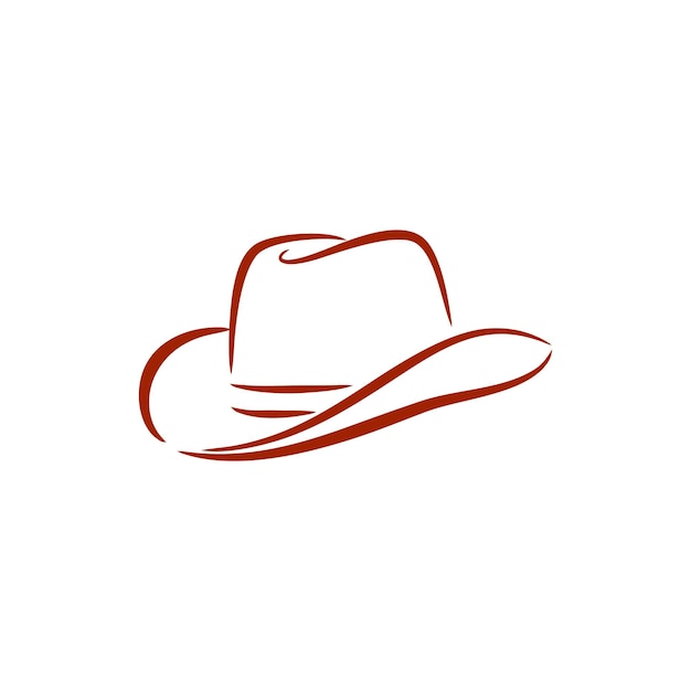 라인 아트 서부 카우보이 보안관 모자 로고 디자인