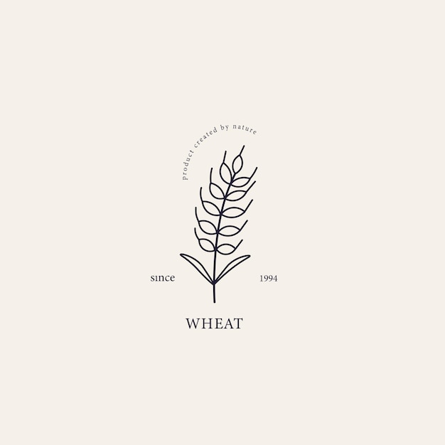 Vector line art wheat branch logo