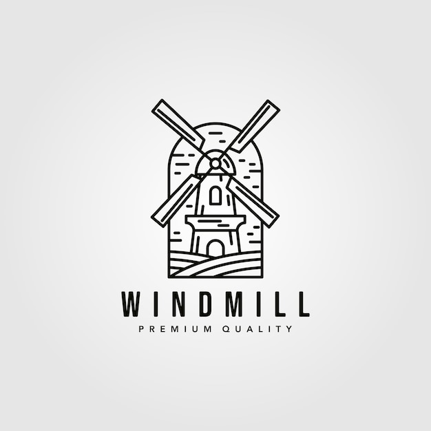 Vector line art windmill logo