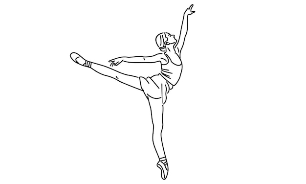 Line art of woman ballet dancer