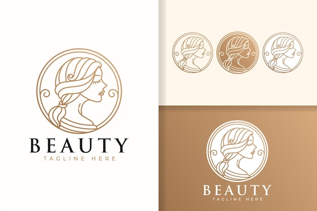 Line art woman beauty logo icon template