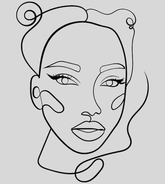 Vector line art woman hand drawn illustration