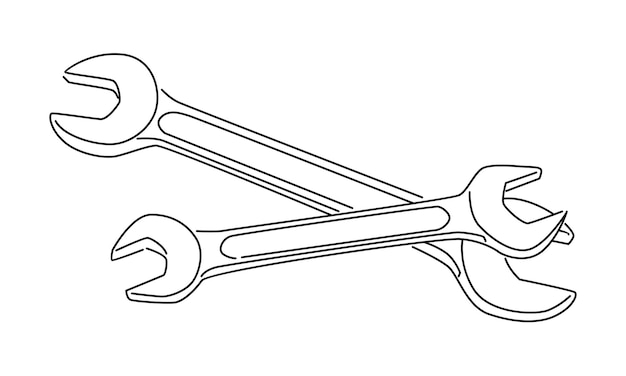 line art of wrench vector illustration