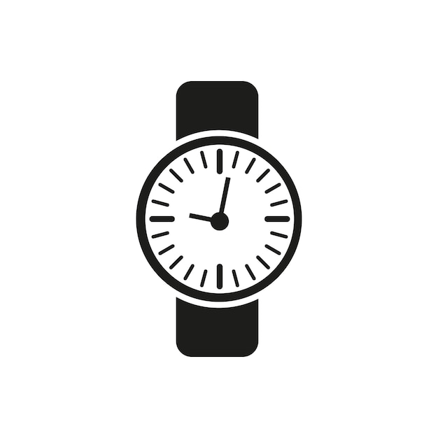 Line art wrist watch icon. Time clock. Vector illustration. Stock image. EPS 10.