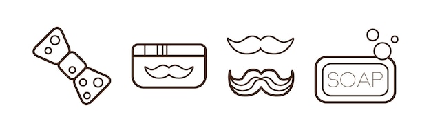 Line barbershop and hairdressing icons and object vector set