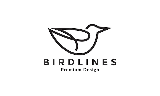 Line bold art bird fly logo vector symbol icon illustration design