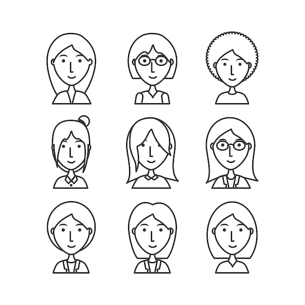 Line businesswoman avatar people with hairstyle